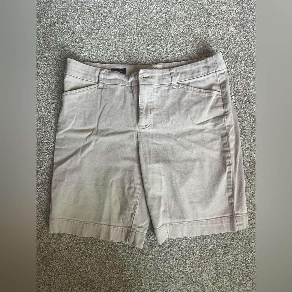 St. John's Bay Tan Bermuda Shorts Tailored Cotton Blend